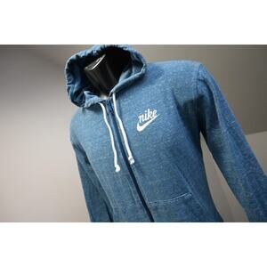 Nike Hoodie Jacket Performance Marled Blue Thin Full Zip Sweatshirt Womens Small
